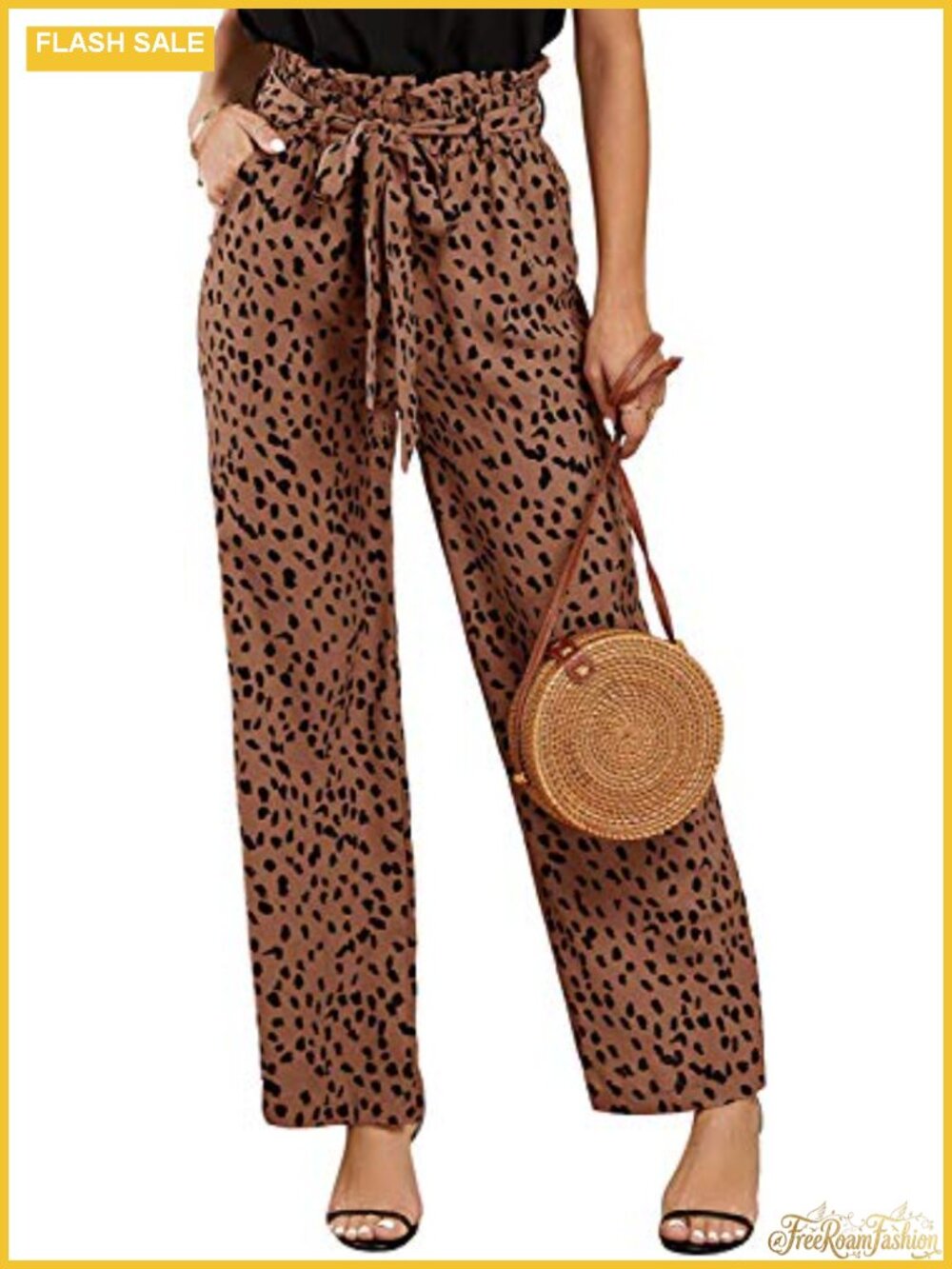 High Waisted Wide Leg Palazzo Pants with Belted Bow Knot